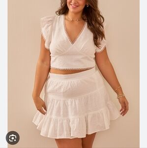 Arula 2 Piece White Eyelet Skirt And Top